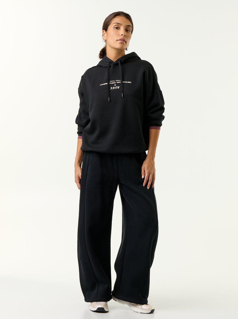 Sweatshirt com capuz estampada à frente e atrás Preto - Kiabi