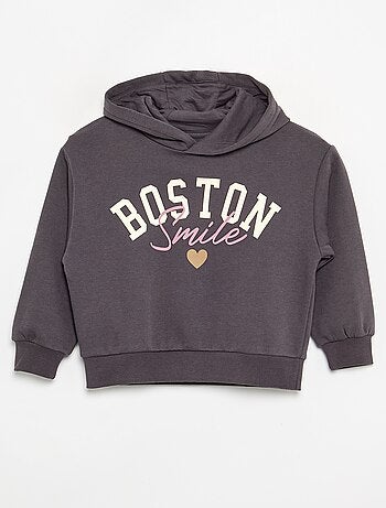 Sweatshirt com capuz estampada à frente e atrás