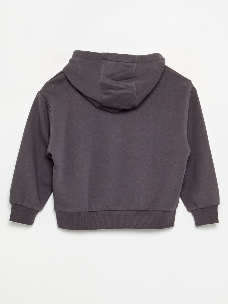Sweatshirt com capuz estampada à frente e atrás Preto - Kiabi
