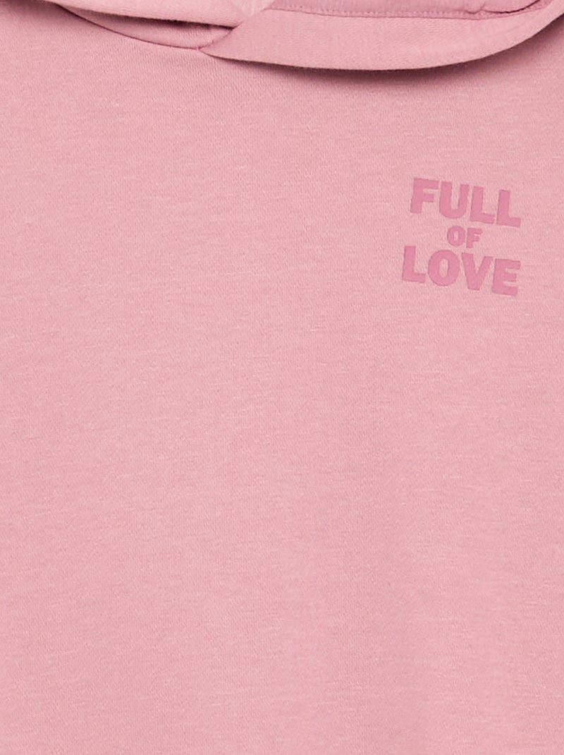 Sweatshirt com capuz estampada à frente e atrás Rosa - Kiabi