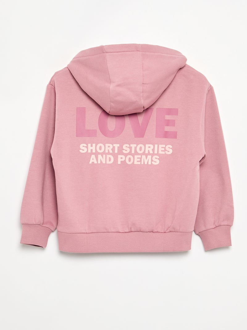 Sweatshirt com capuz estampada à frente e atrás Rosa - Kiabi