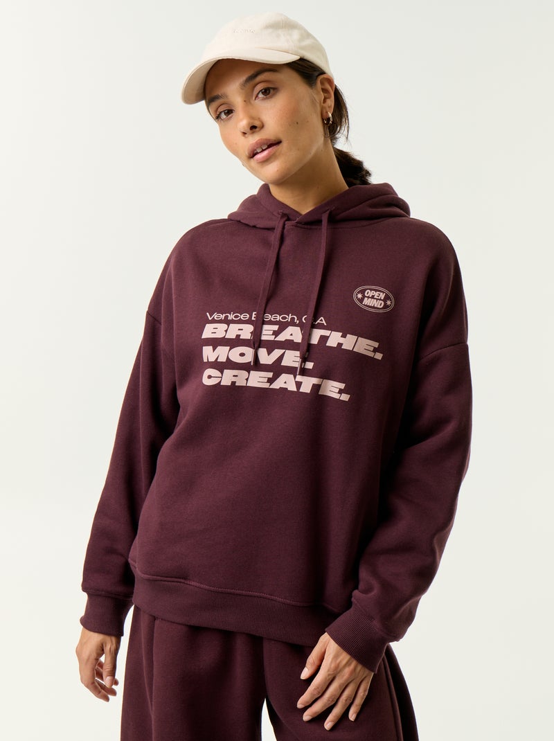 Sweatshirt com capuz estampada à frente e atrás Violeta - Kiabi
