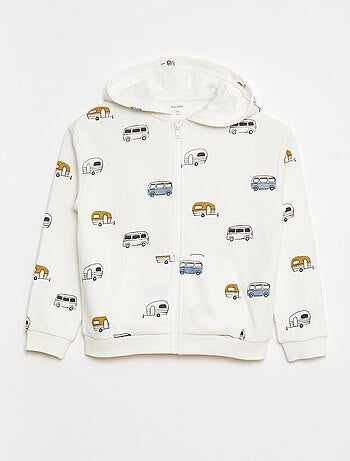 Sweatshirt com capuz estampada em french terry