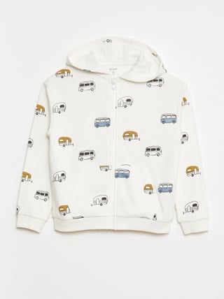Sweatshirt com capuz estampada em french terry