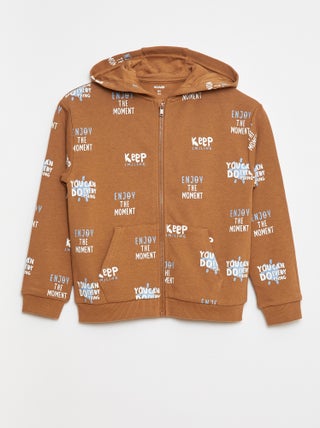 Sweatshirt com capuz estampada em french terry
