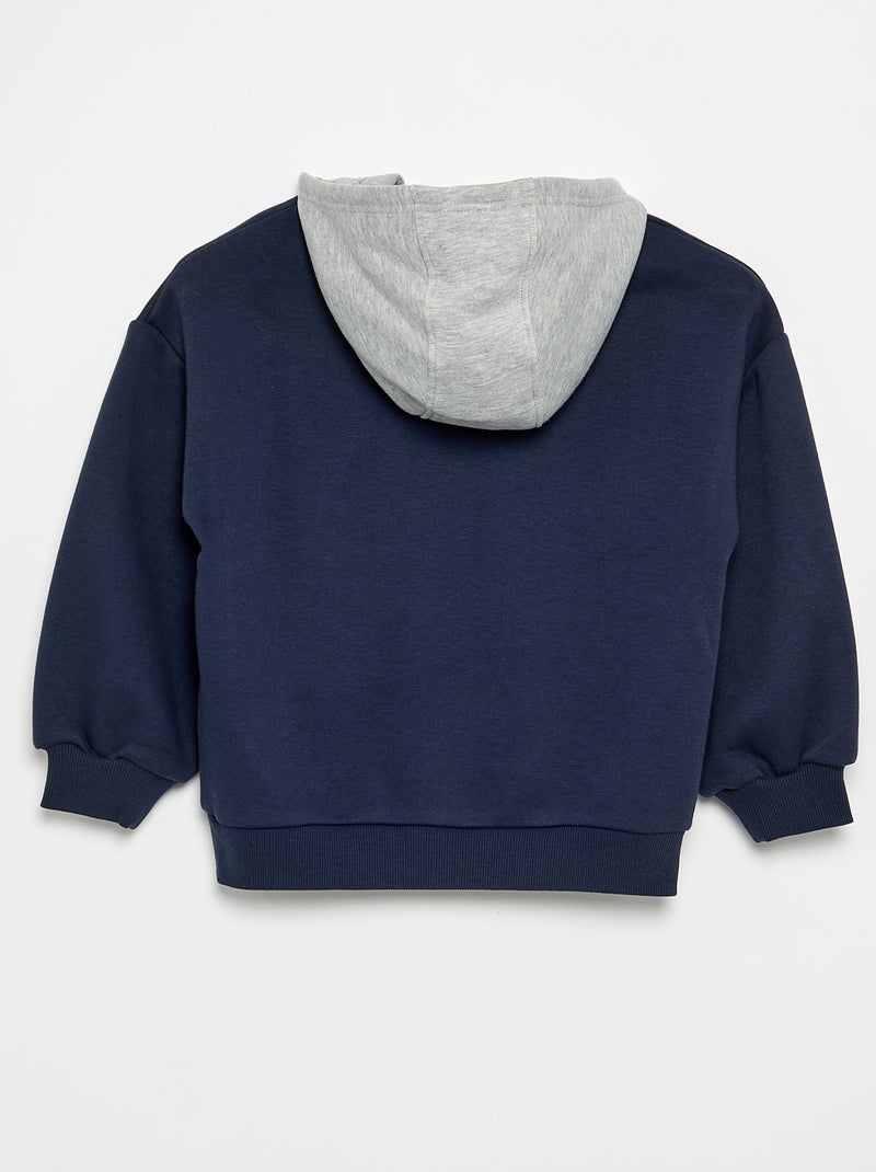Sweatshirt com capuz estampado Azul - Kiabi