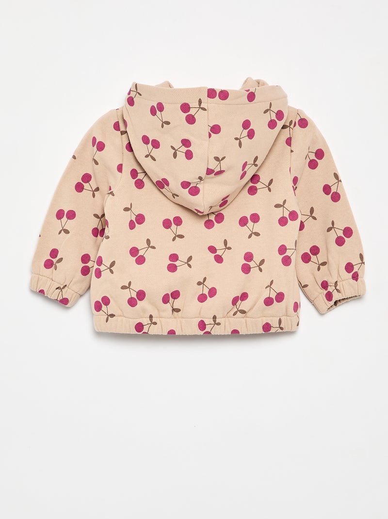 Sweatshirt com capuz estampado Bege - Kiabi