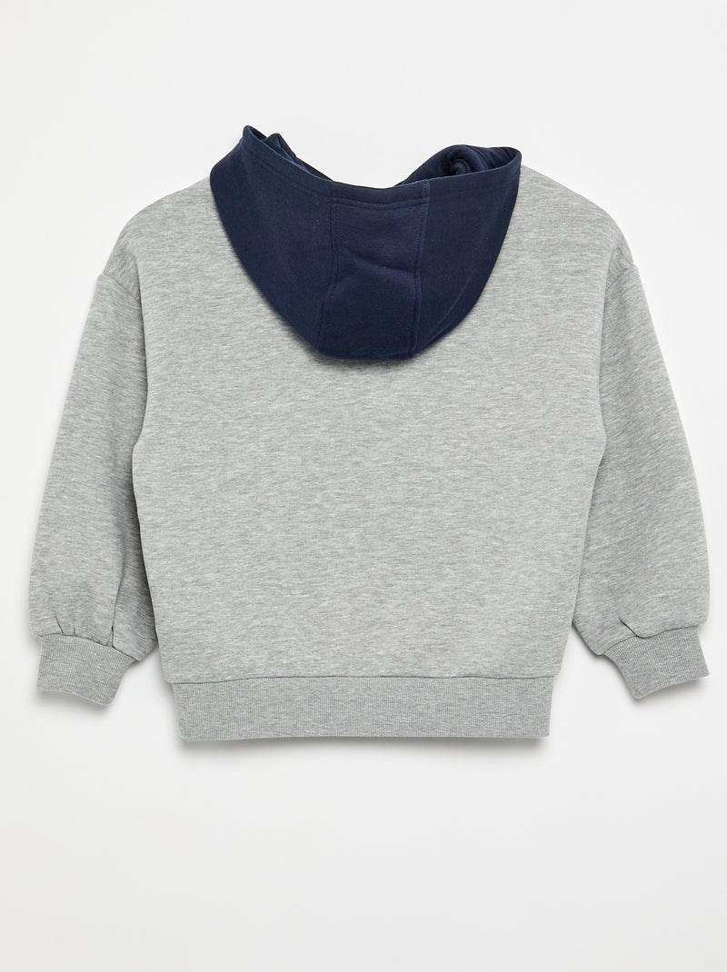 Sweatshirt com capuz estampado Cinza - Kiabi