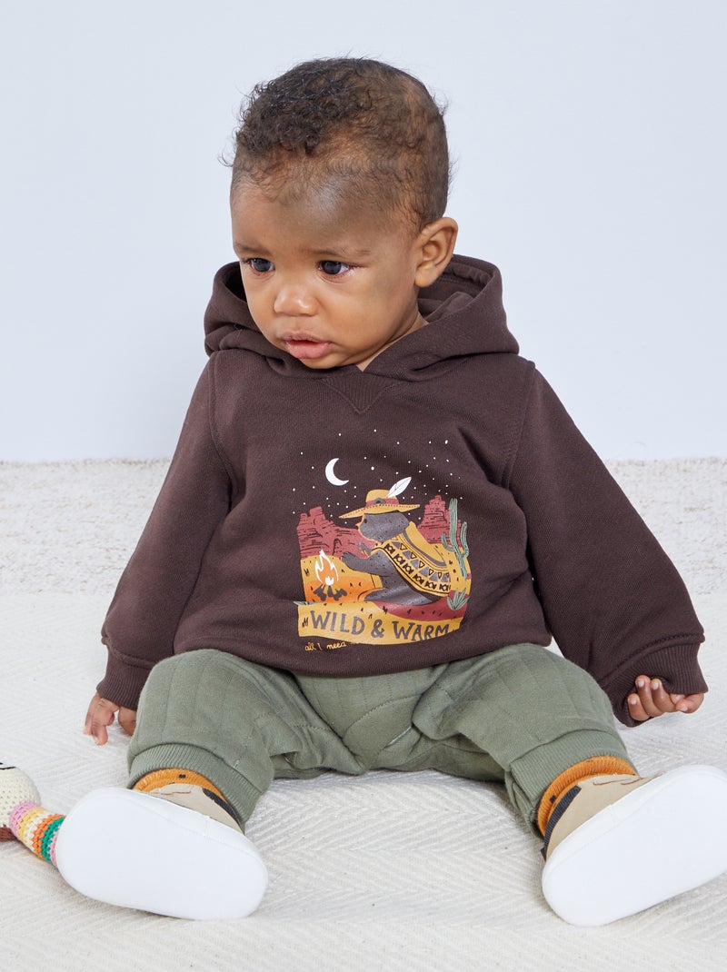 Sweatshirt com capuz estampado 'natureza' CASTANHO - Kiabi