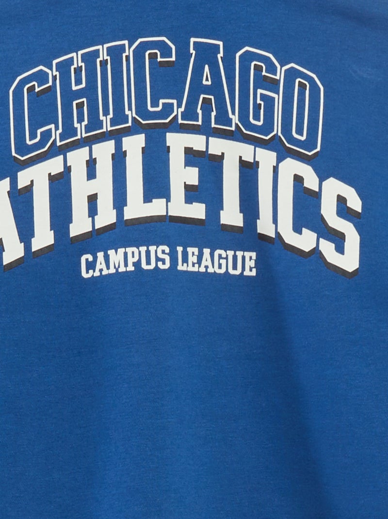 Sweatshirt com capuz estilo americano AZUL - Kiabi