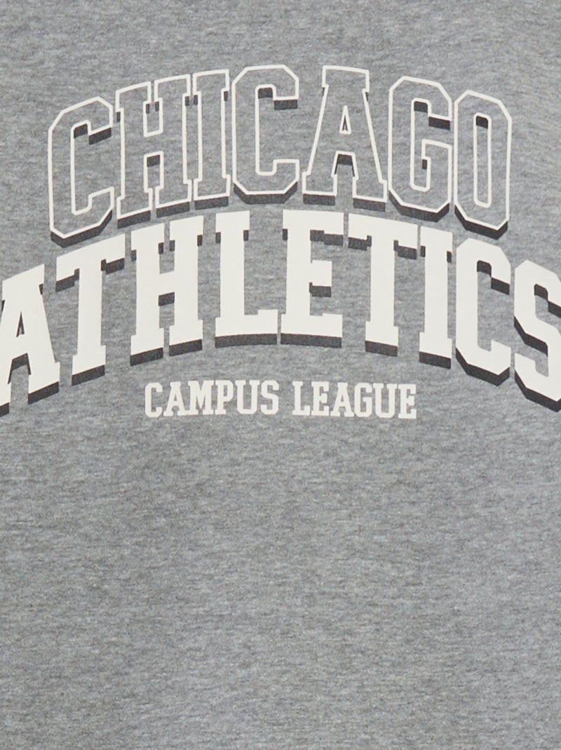 Sweatshirt com capuz estilo americano CINZA - Kiabi