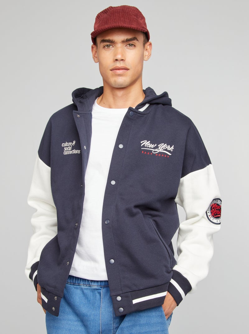 Sweatshirt com capuz estilo campus BRANCO - Kiabi