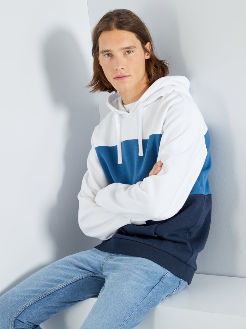Sweatshirt com capuz estilo color-block Branco - Kiabi