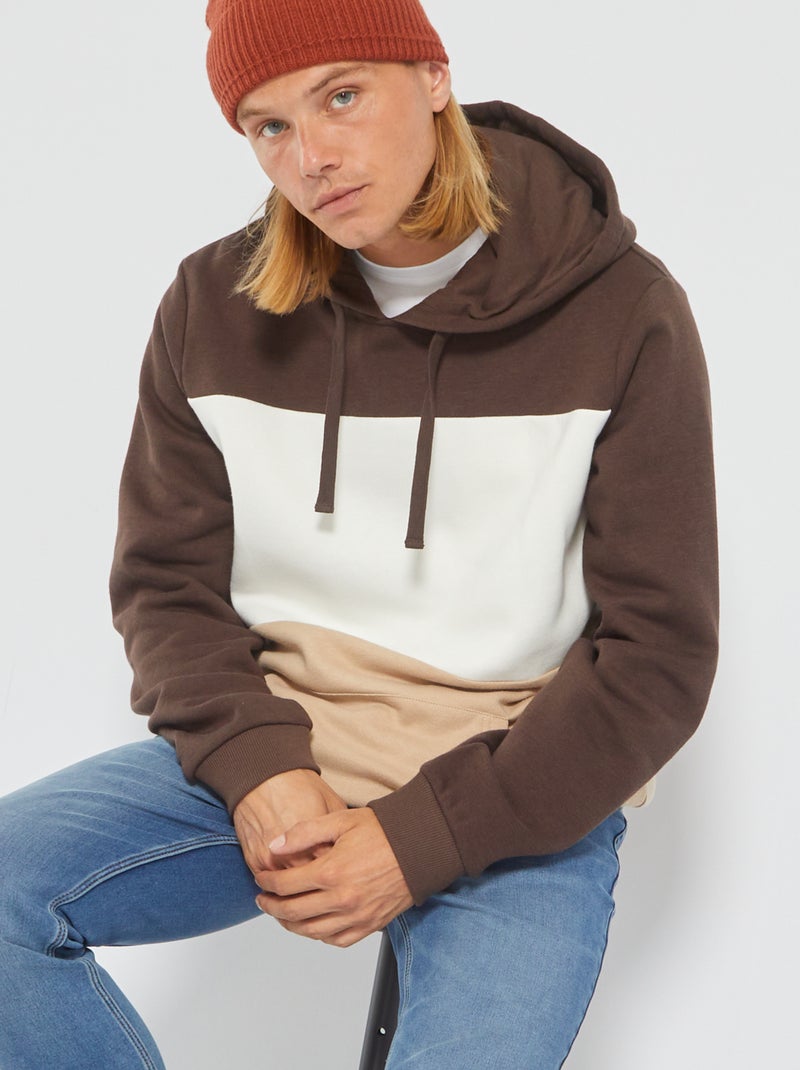 Sweatshirt com capuz estilo color-block CASTANHO - Kiabi