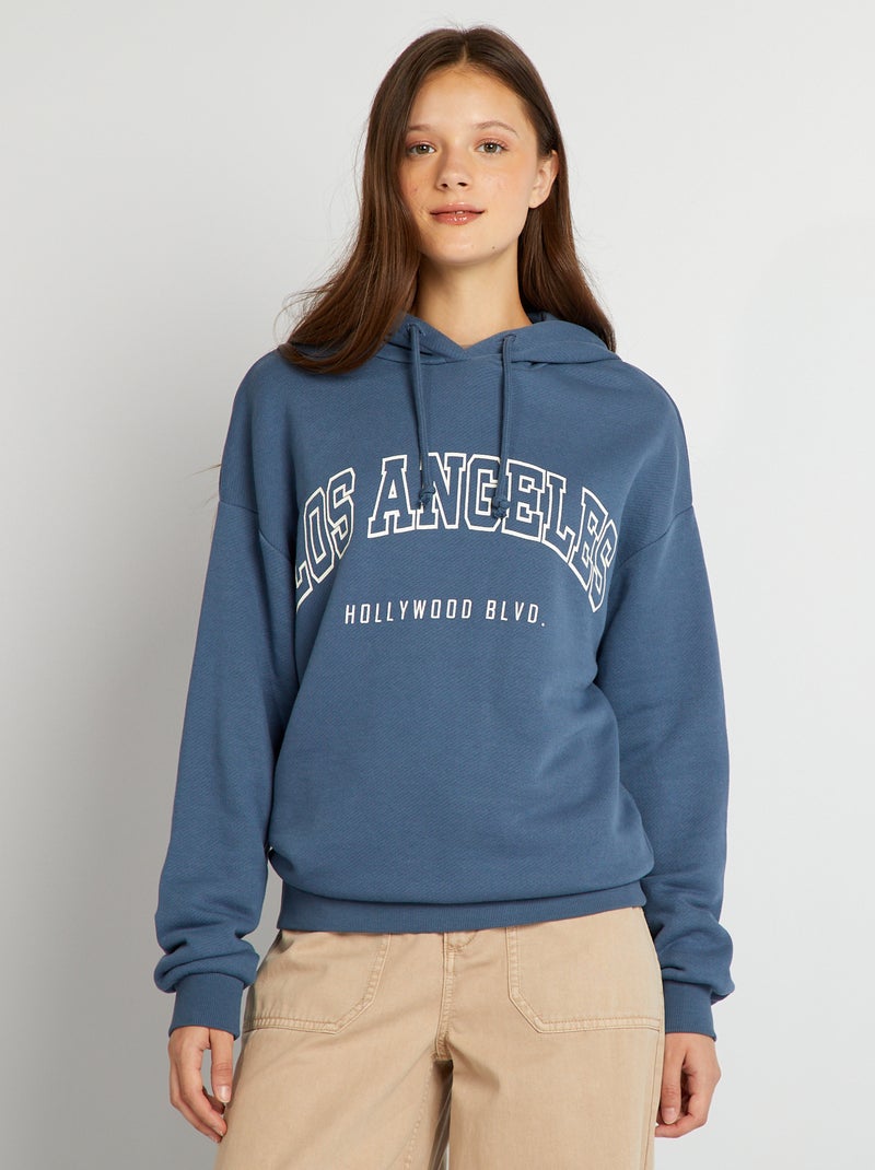 Sweatshirt com capuz estilo USA AZUL - Kiabi