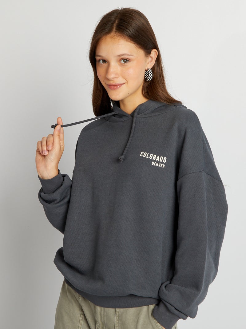 Sweatshirt com capuz estilo USA PRETO - Kiabi