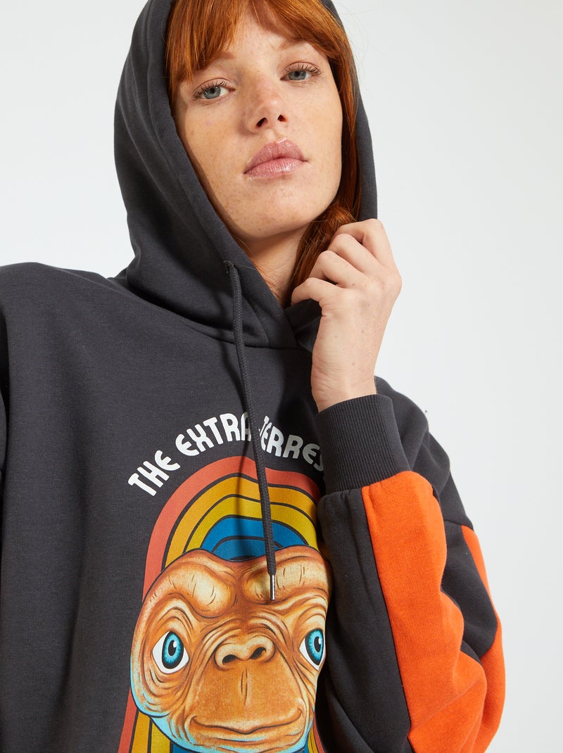 Sweatshirt com capuz 'E.T' PRETO - Kiabi