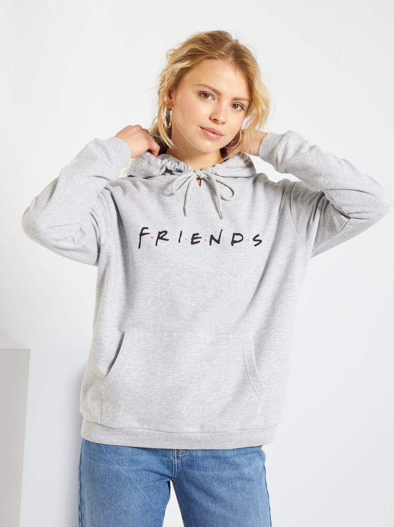 Sweatshirt com capuz 'Friends' em moletão Cinza Mesclado - Kiabi