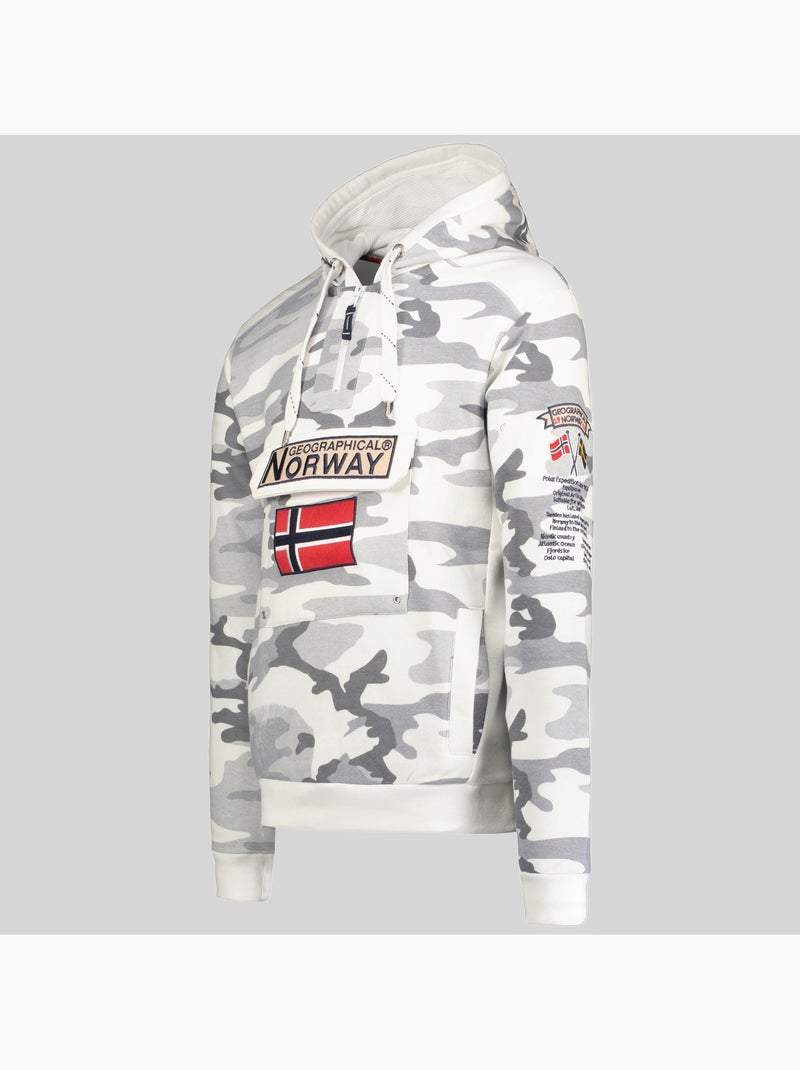 Sweatshirt com capuz gymclass camo – geographical norway Cinza seixo - Kiabi
