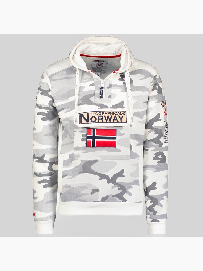 Sweatshirt com capuz gymclass camo – geographical norway Cinza seixo - Kiabi