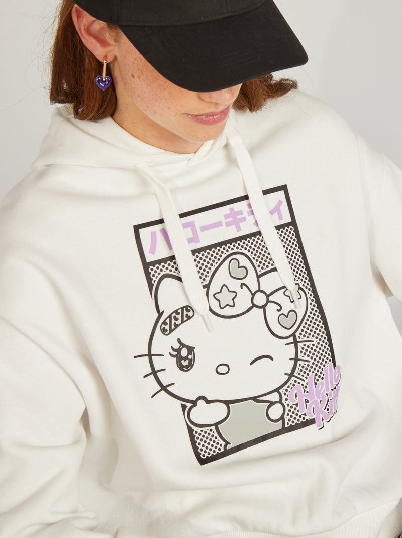 Sweatshirt com capuz 'Hello Kitty' BRANCO - Kiabi