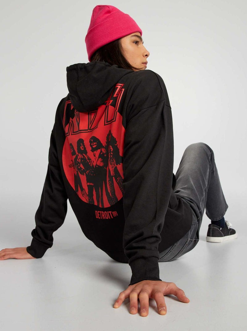 Sweatshirt com capuz 'KISS' Preto - Kiabi