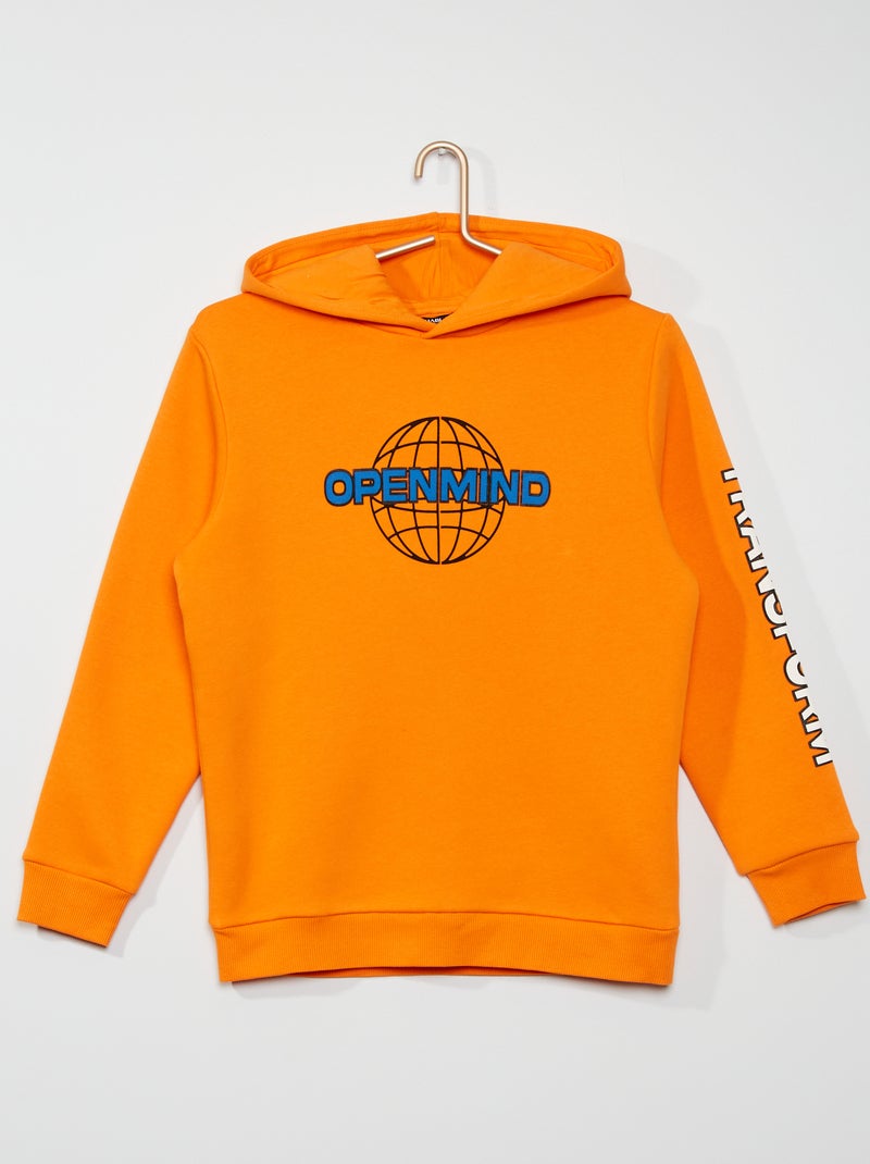 Sweatshirt com capuz LARANJA - Kiabi