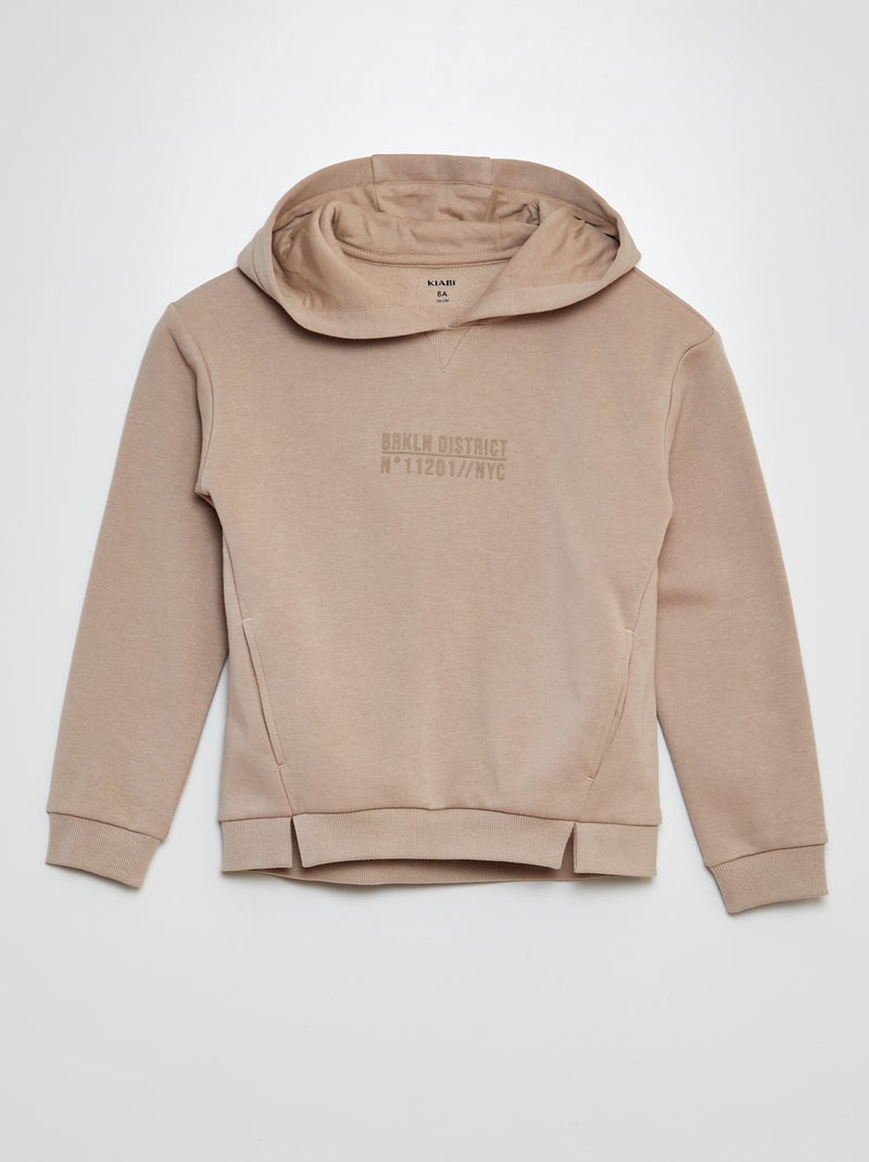 Sweatshirt com capuz largo BEGE - Kiabi