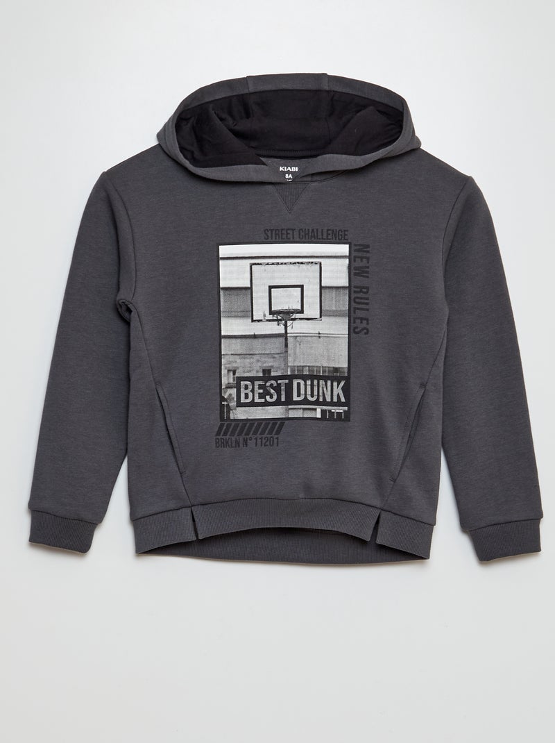Sweatshirt com capuz largo CINZA - Kiabi