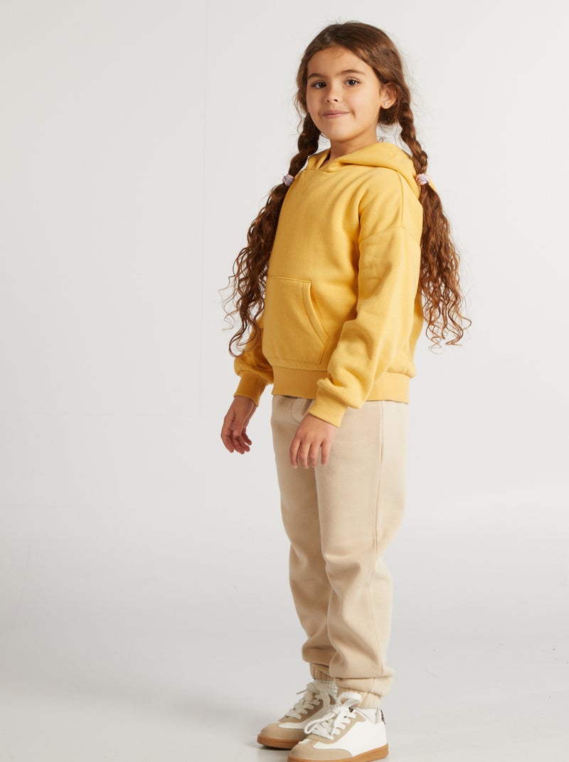 Sweatshirt com capuz lisa Amarelo - Kiabi