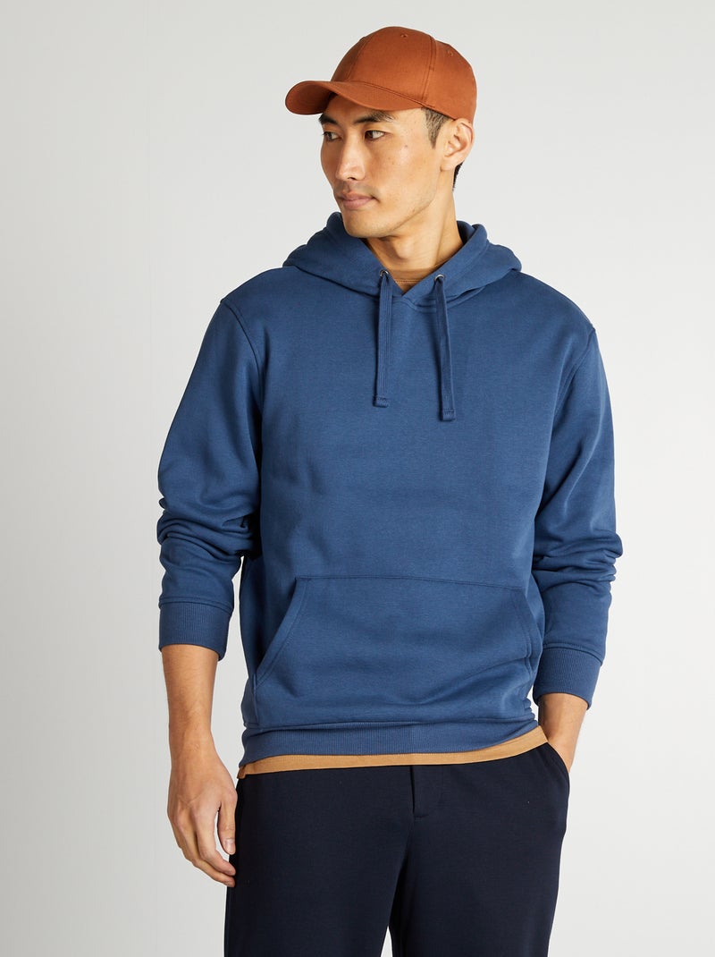 Sweatshirt com capuz lisa AZUL - Kiabi