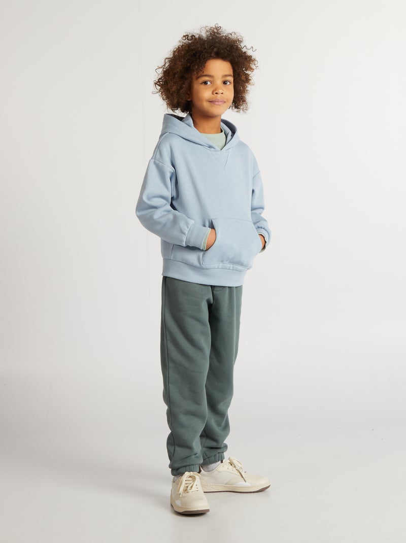 Sweatshirt com capuz lisa AZUL - Kiabi