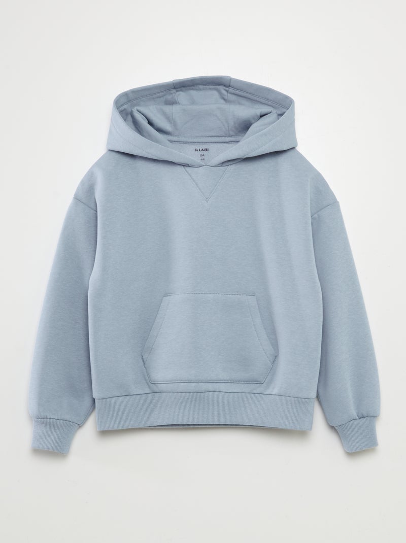 Sweatshirt com capuz lisa AZUL - Kiabi