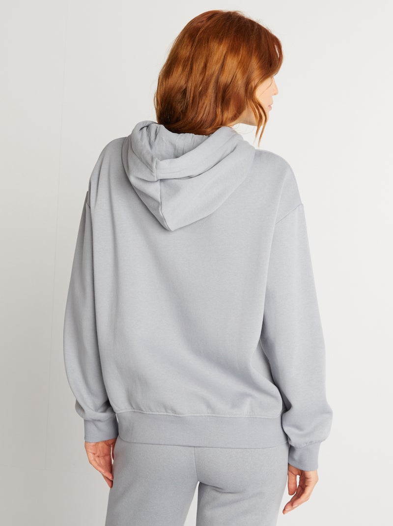 Sweatshirt com capuz lisa AZUL - Kiabi