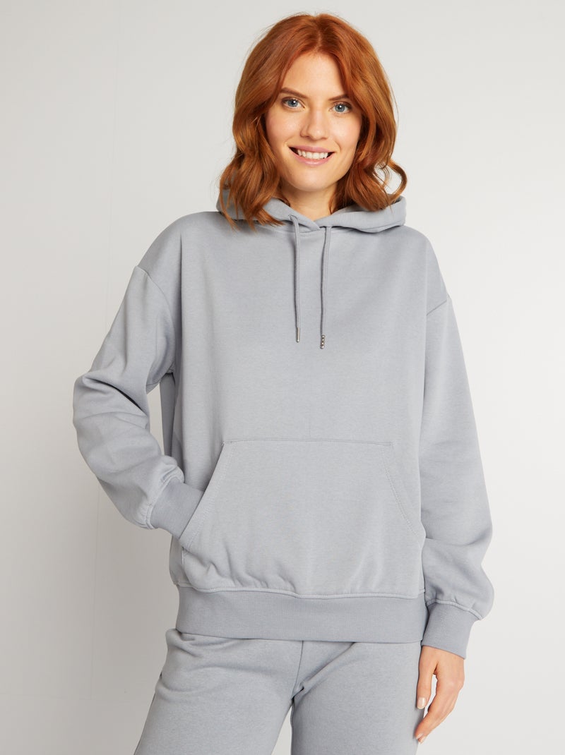 Sweatshirt com capuz lisa AZUL - Kiabi
