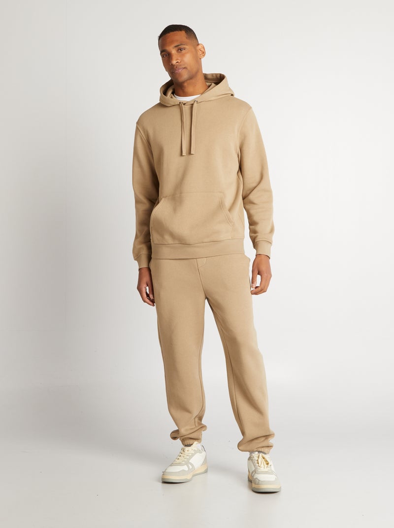 Sweatshirt com capuz lisa BEGE - Kiabi