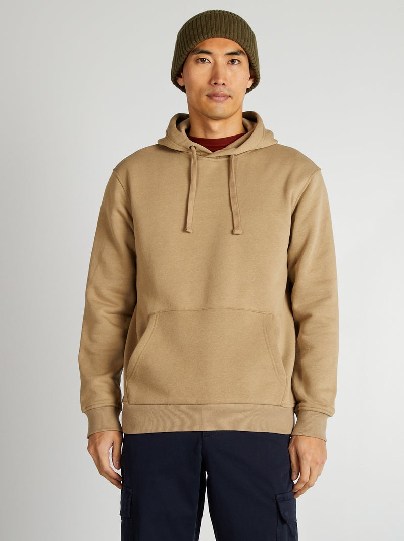 Sweatshirt com capuz lisa BEGE - Kiabi