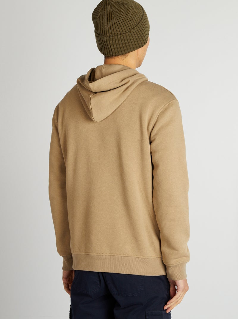 Sweatshirt com capuz lisa BEGE - Kiabi