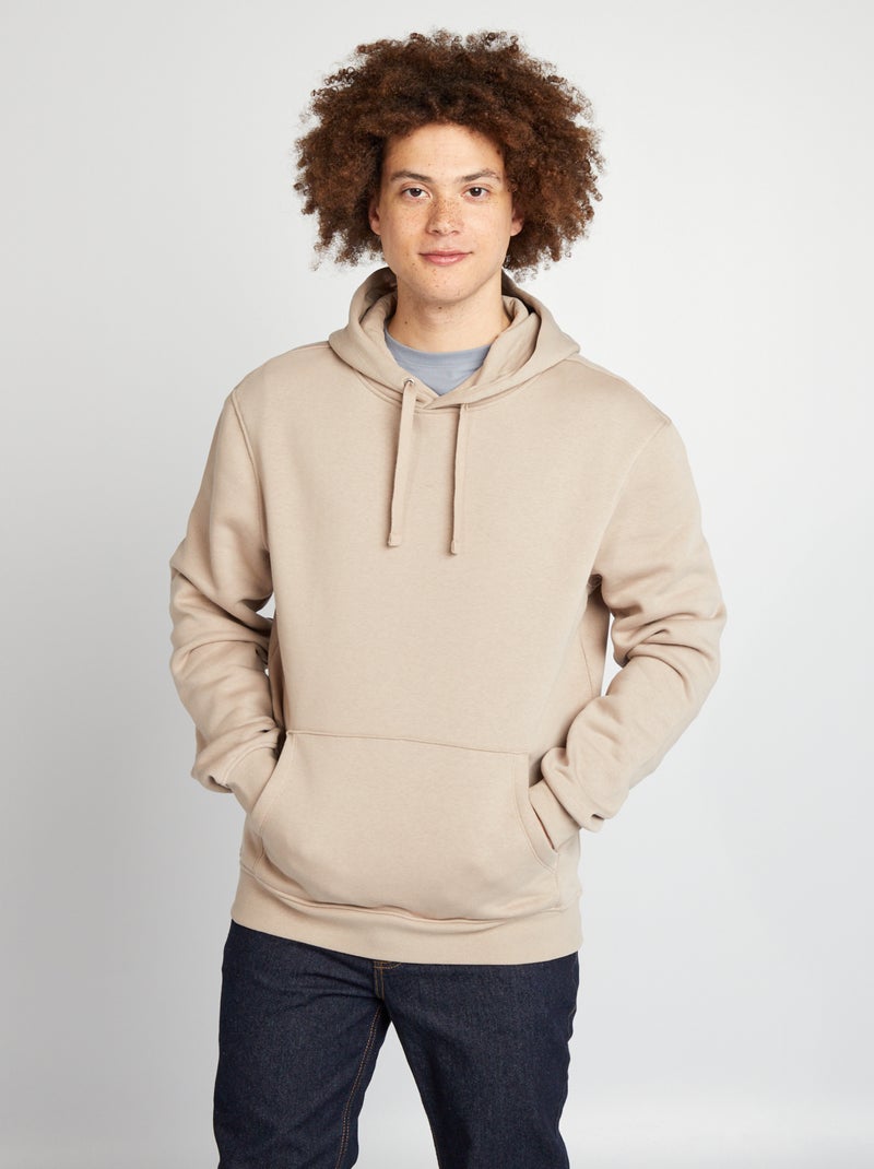 Sweatshirt com capuz lisa bege - Kiabi