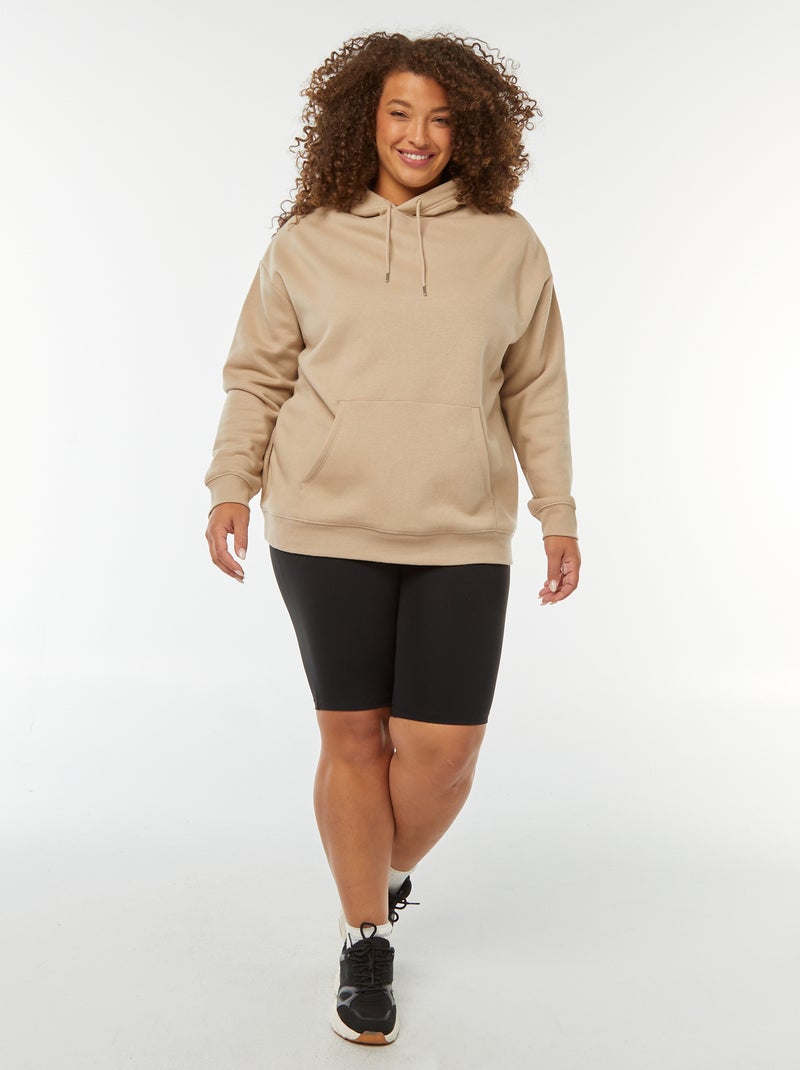 Sweatshirt com capuz lisa bege - Kiabi