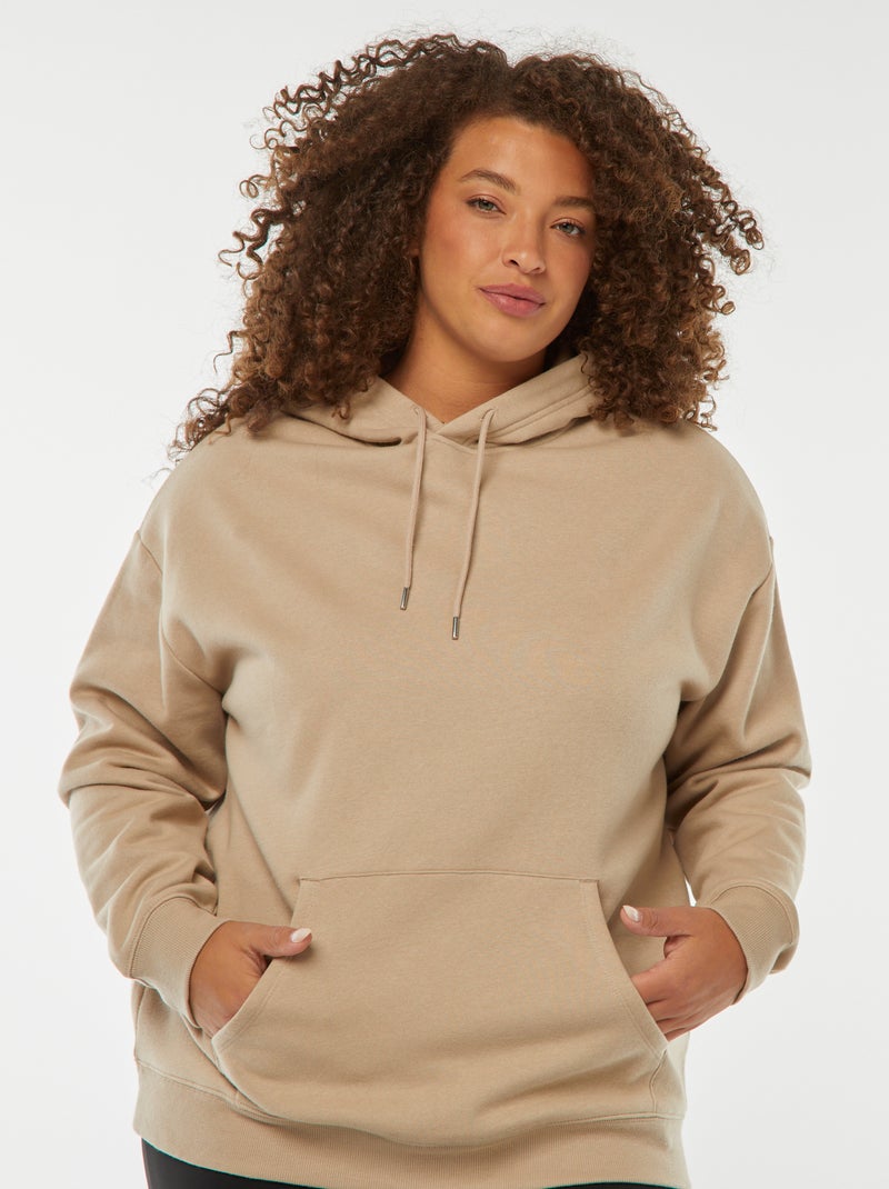 Sweatshirt com capuz lisa bege - Kiabi