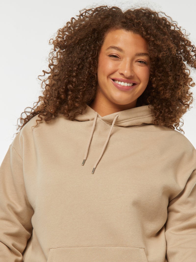Sweatshirt com capuz lisa bege - Kiabi