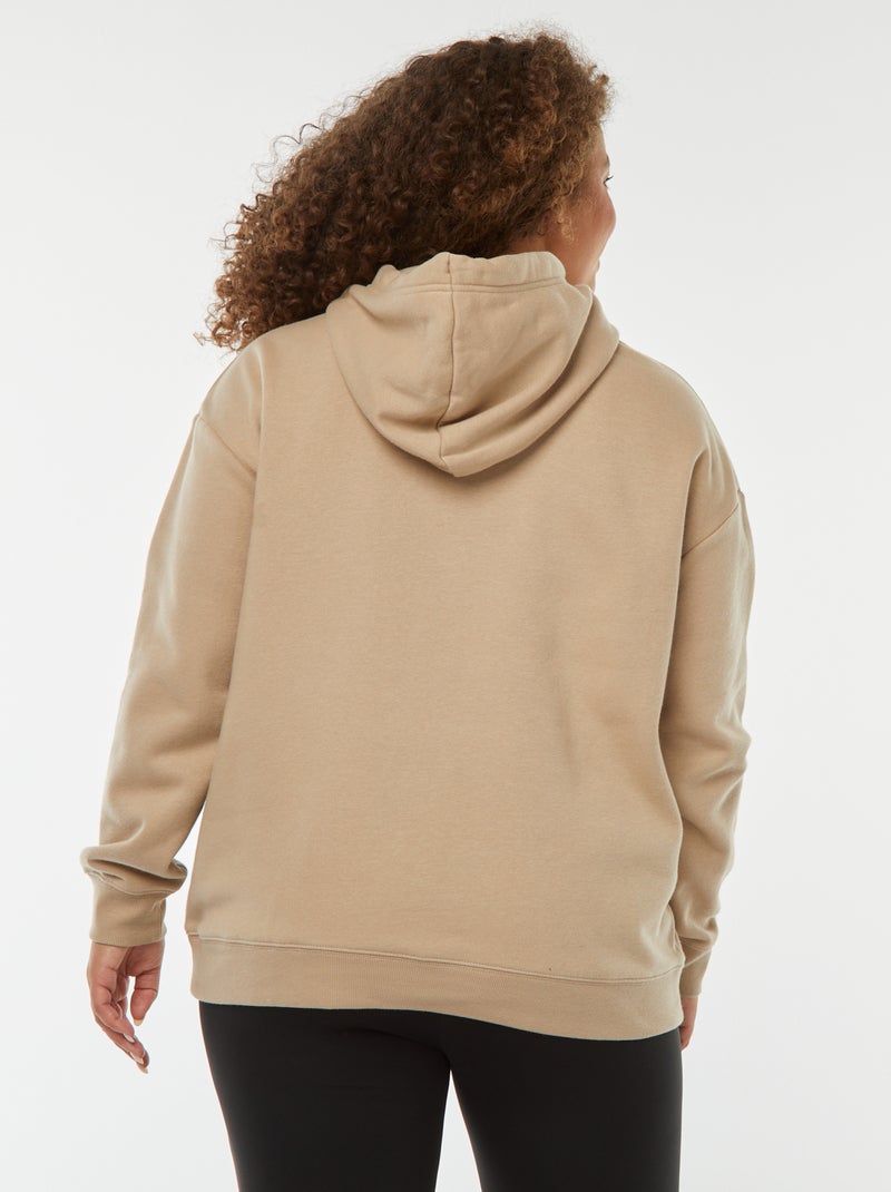 Sweatshirt com capuz lisa bege - Kiabi