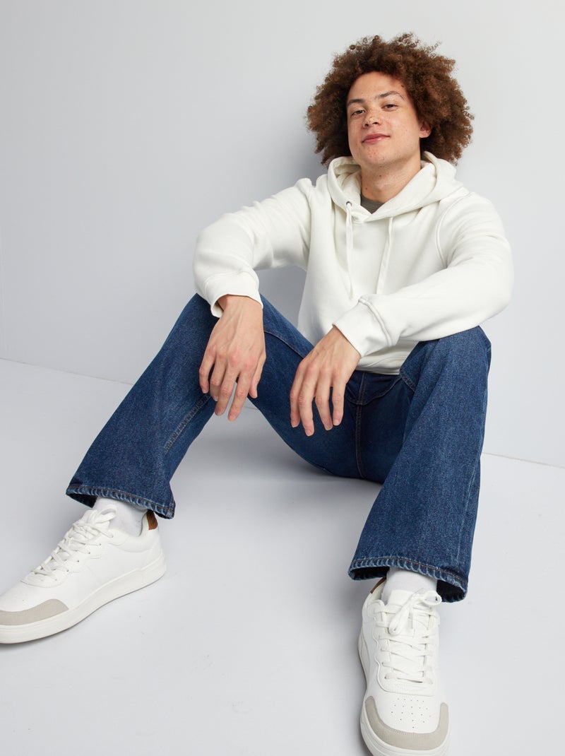 Sweatshirt com capuz lisa Branco - Kiabi