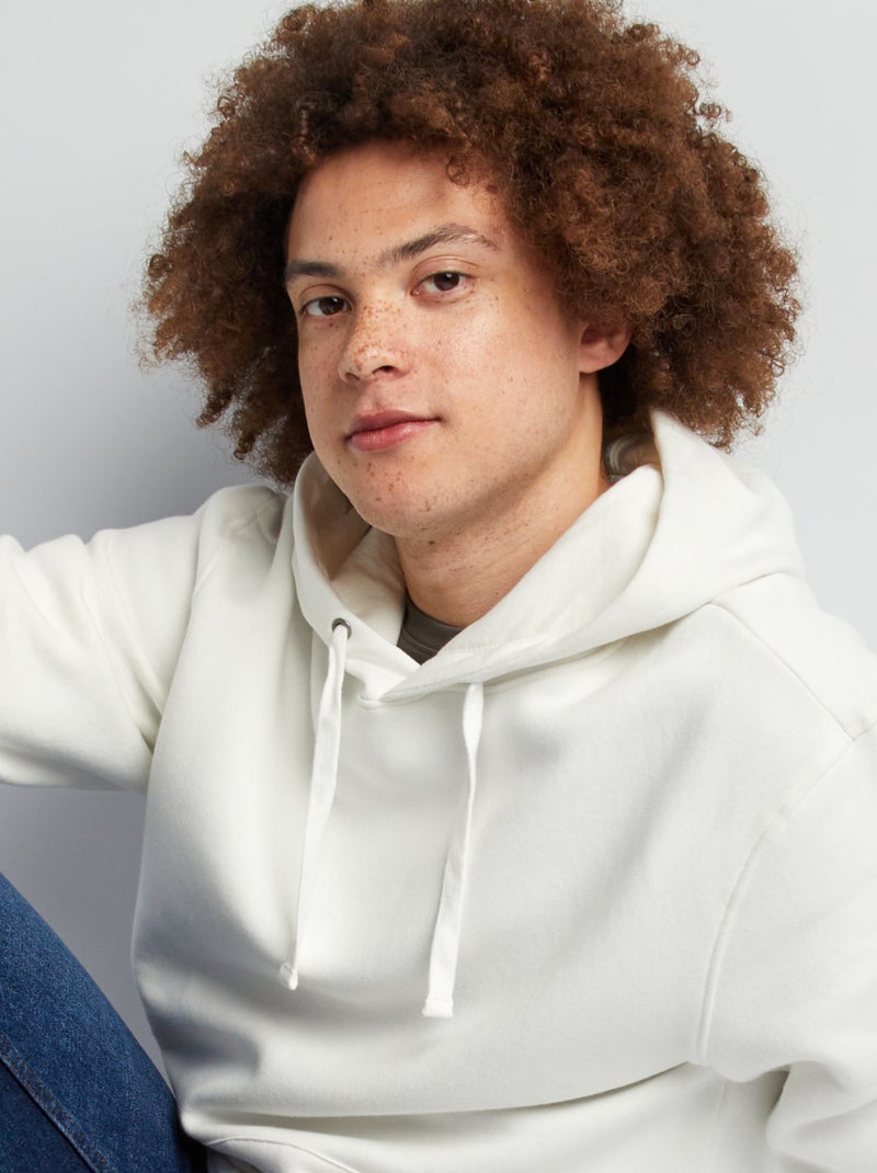 Sweatshirt com capuz lisa Branco - Kiabi