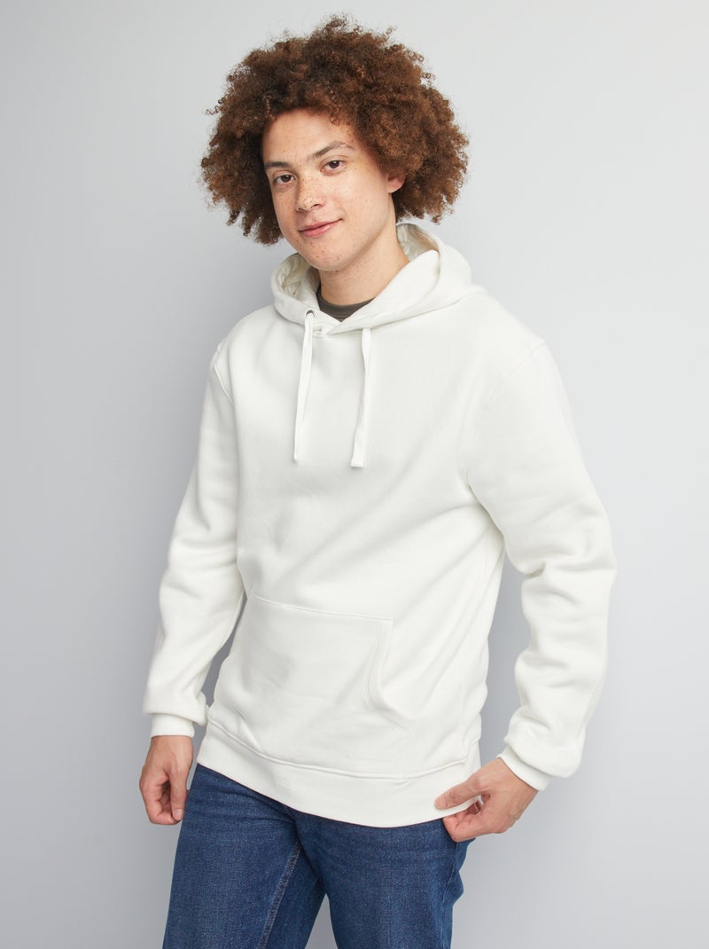 Sweatshirt com capuz lisa Branco - Kiabi