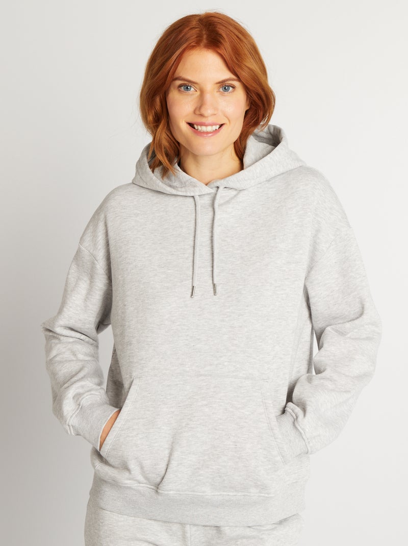 Sweatshirt com capuz lisa CINZA - Kiabi