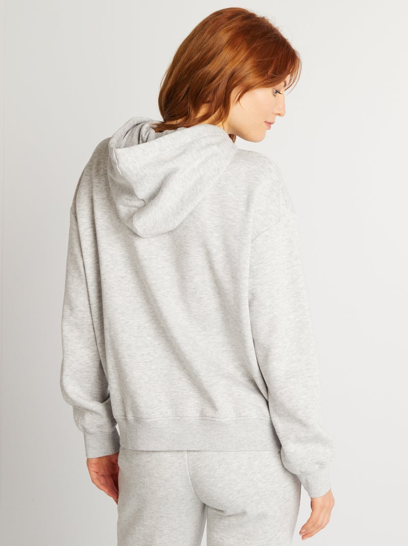 Sweatshirt com capuz lisa CINZA - Kiabi