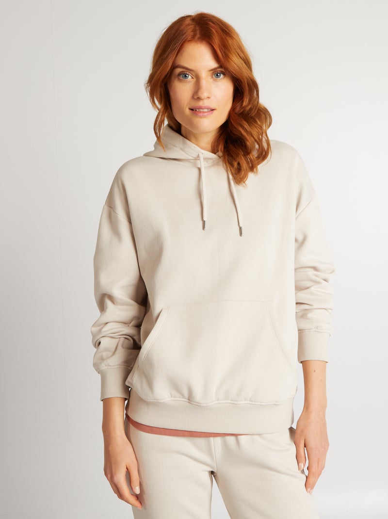 Sweatshirt com capuz lisa CINZA - Kiabi