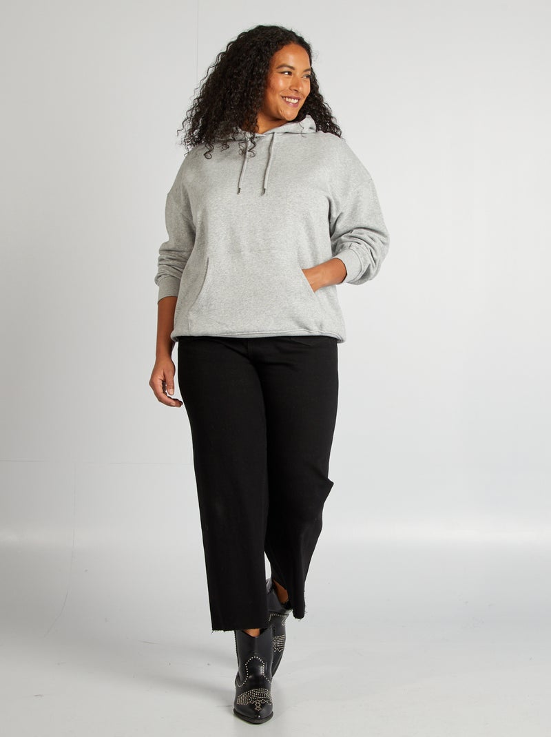 Sweatshirt com capuz lisa CINZA - Kiabi